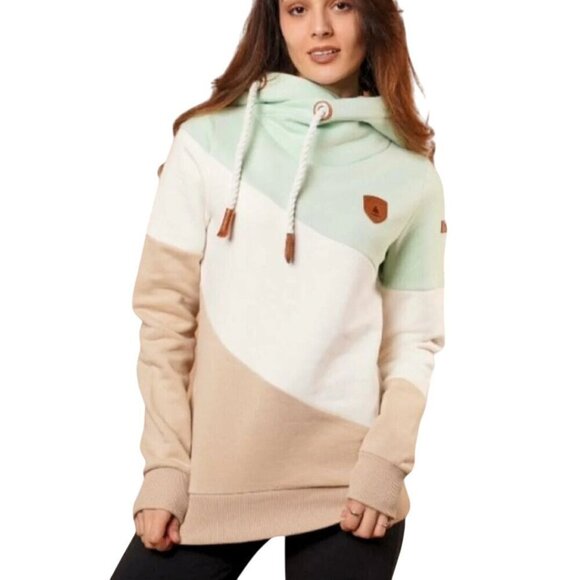 Wanakome Selene Color Block Hoodie Pink Cream Tan Size M - Picture 4 of 11